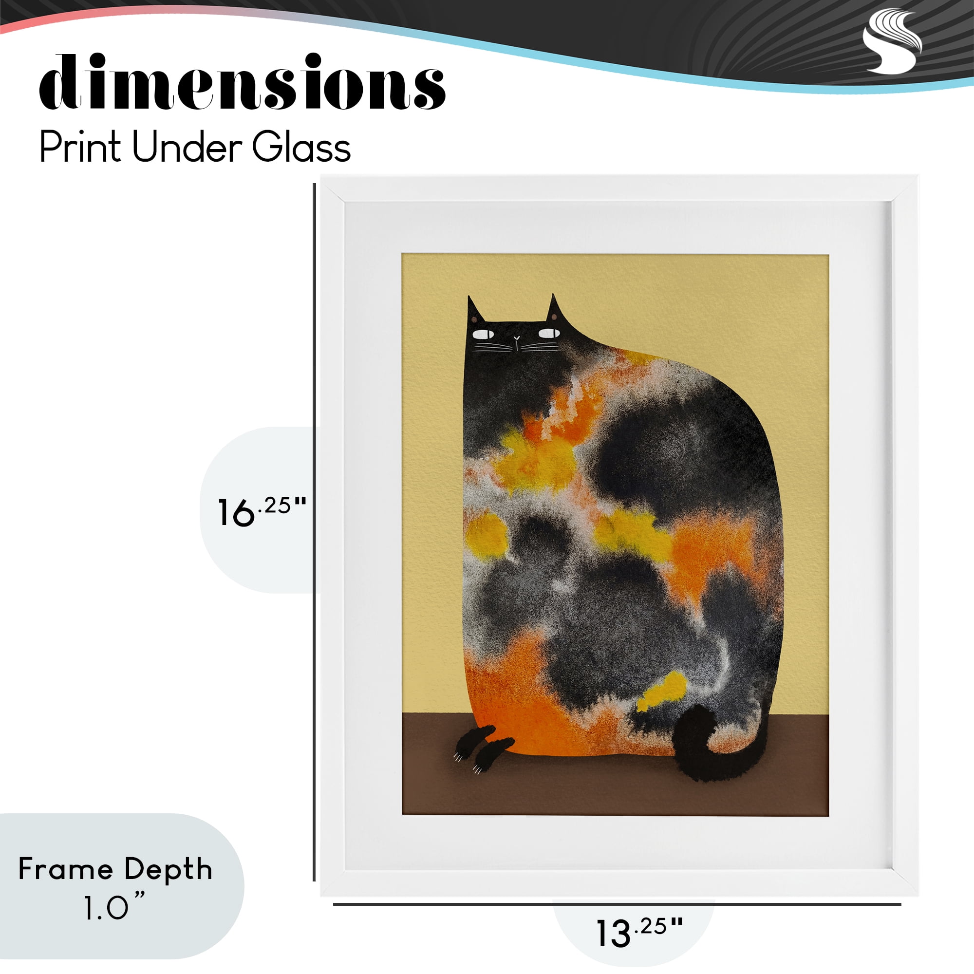 Stupell Industries Diluted Calico Cat White Framed Print Under Glass, design by Gabriela Avila