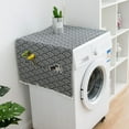 thumbnail image 1 of Bohemian Mediterranean Style Appliance Cover - Linen Fabric Dust Protector for Refrigerator, Washing Machine, Dryer, Microwave, Oven with Side Pockets, 3 Sizes Available, 1 of 2
