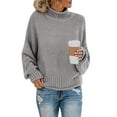 thumbnail image 2 of Vedolay Pullover Sweaters for Women Crew Neck Sweater 2023 Long Sleeve Solid Color Casual Knitted Pullover Tops,Gray L, 2 of 4