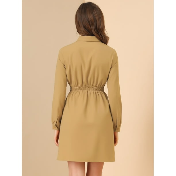 Khaki - Crew neck - Unlined - Dress  Smart casual dress, Clothes design,  Casual dress