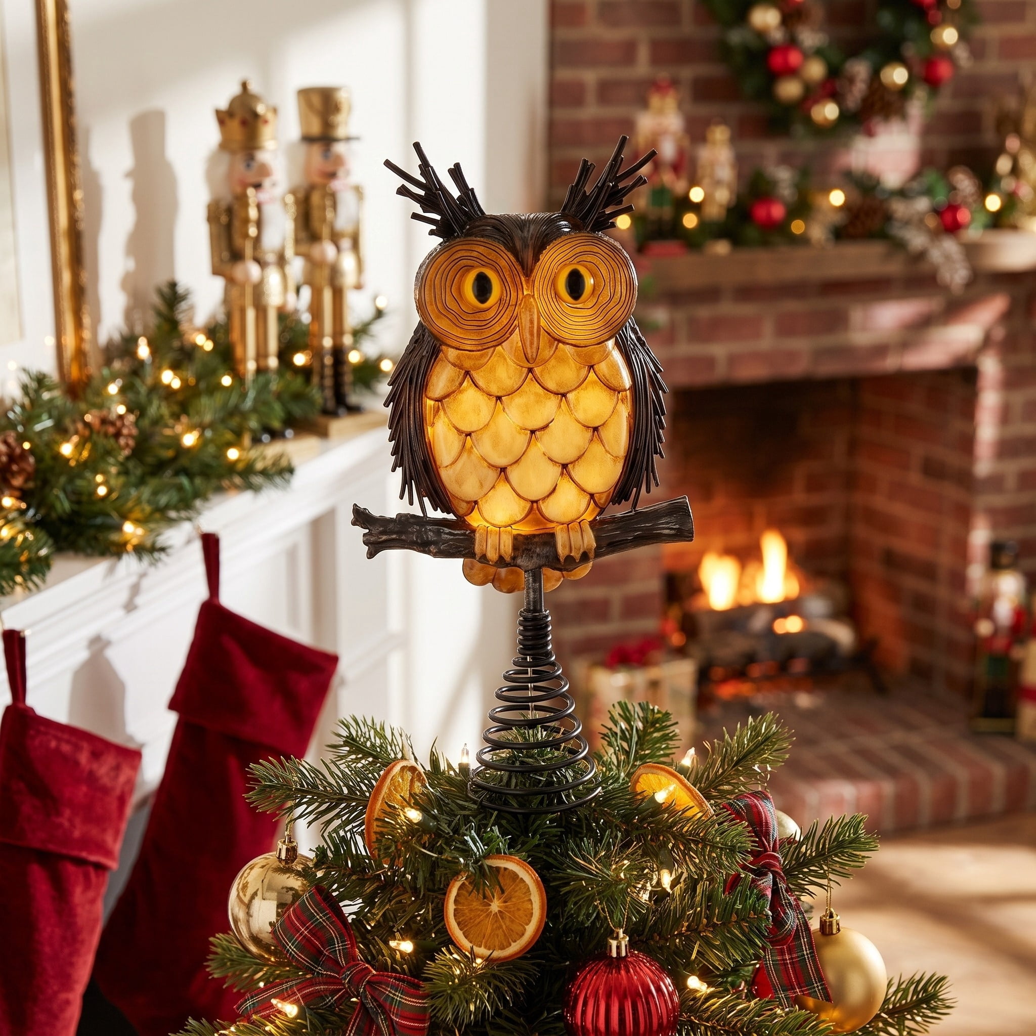 LED Owl Christmas Tree Topper, Brown, 11.75", by Holiday Time