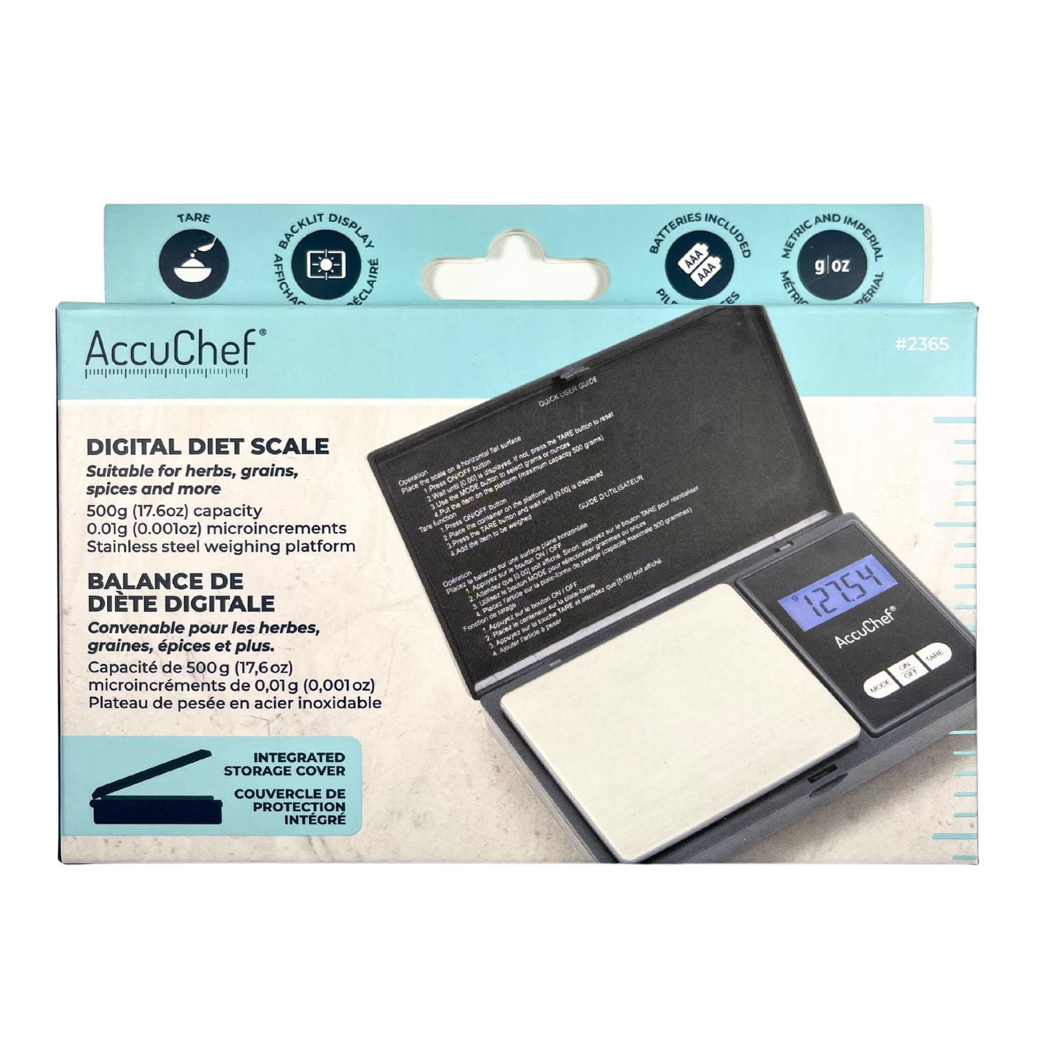 AccuChef Digital Diet Scale, Stainless Steel Weighing Platform, Model 2365