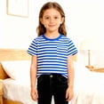 thumbnail image 1 of T-shirt Classique à Rayures Col Rond pour Enfants Manches Courtes Décontracté Doux Confortable pour Jouer au Quotidien, 1 of 8