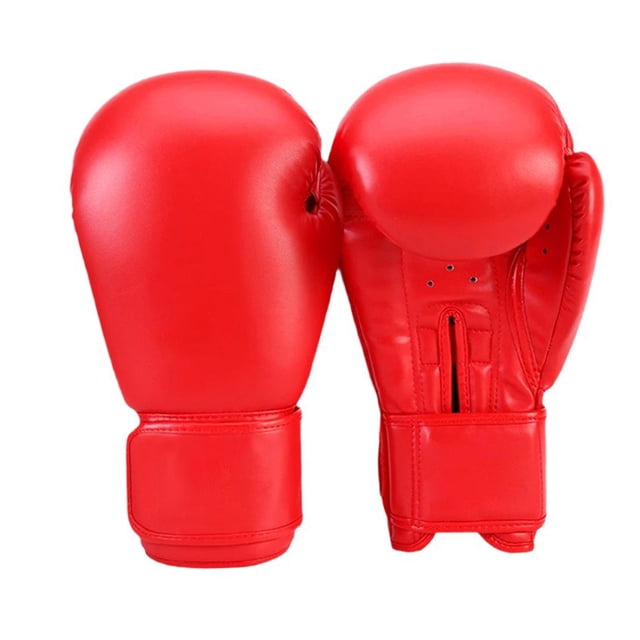 Guantes de boxeo para adultos PU Cuero transpirable para kickboxing Muay Thai Taekwondo Rojo