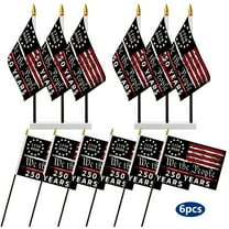 USA 250th Anniversary Hand Held Flag, Patriotic We The People 250 Years Small Mini Flag on Stick, 5x8 inch Double Sided