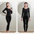 thumbnail image 5 of Ropa interior térmica para mujer Long Johns mujer con forro polar, capa base para mujer clima frío parte superior inferior, 5 of 5