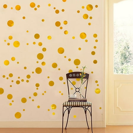 - Wall Decal Dots, Easy to Peel Easy to Stick + Safe on Painted Walls, Removable Glitter Stickers, Mixed Dia Size Design, Round Sticker Large Paper Sheet Set for Nursery Room, Golden, 19.7