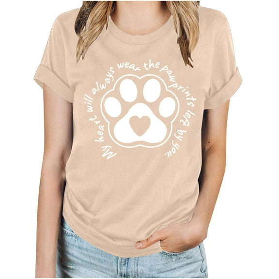 Fesfesfes T Womens Women's Fashion Letter Printed Round Neck Short Sleeves Casual T-Shirt Top Tops for Leggings for Women XL(US:10)