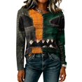 thumbnail image 4 of Halloween Shirts for Women 2026 Plus Size Long Sleeve Funny Pumpkin Print Tops Cute Vintage Teacher Shirts Casual Holiday Clothes Dark Green XL, 4 of 5