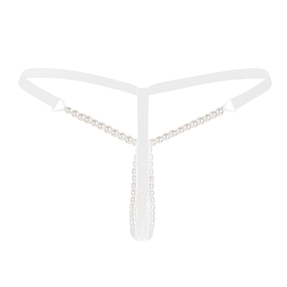 Aiihoo Women's Pearl G-String Massage Thongs Panties Bikini Briefs Underwear White One_Size