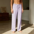 thumbnail image 5 of Diufon Womens Pajama Pants Striped Wide Leg Loose Soft Modal Sleepwear Drawstring Sleep Pants for Homewear & Outdoor, 5 of 8