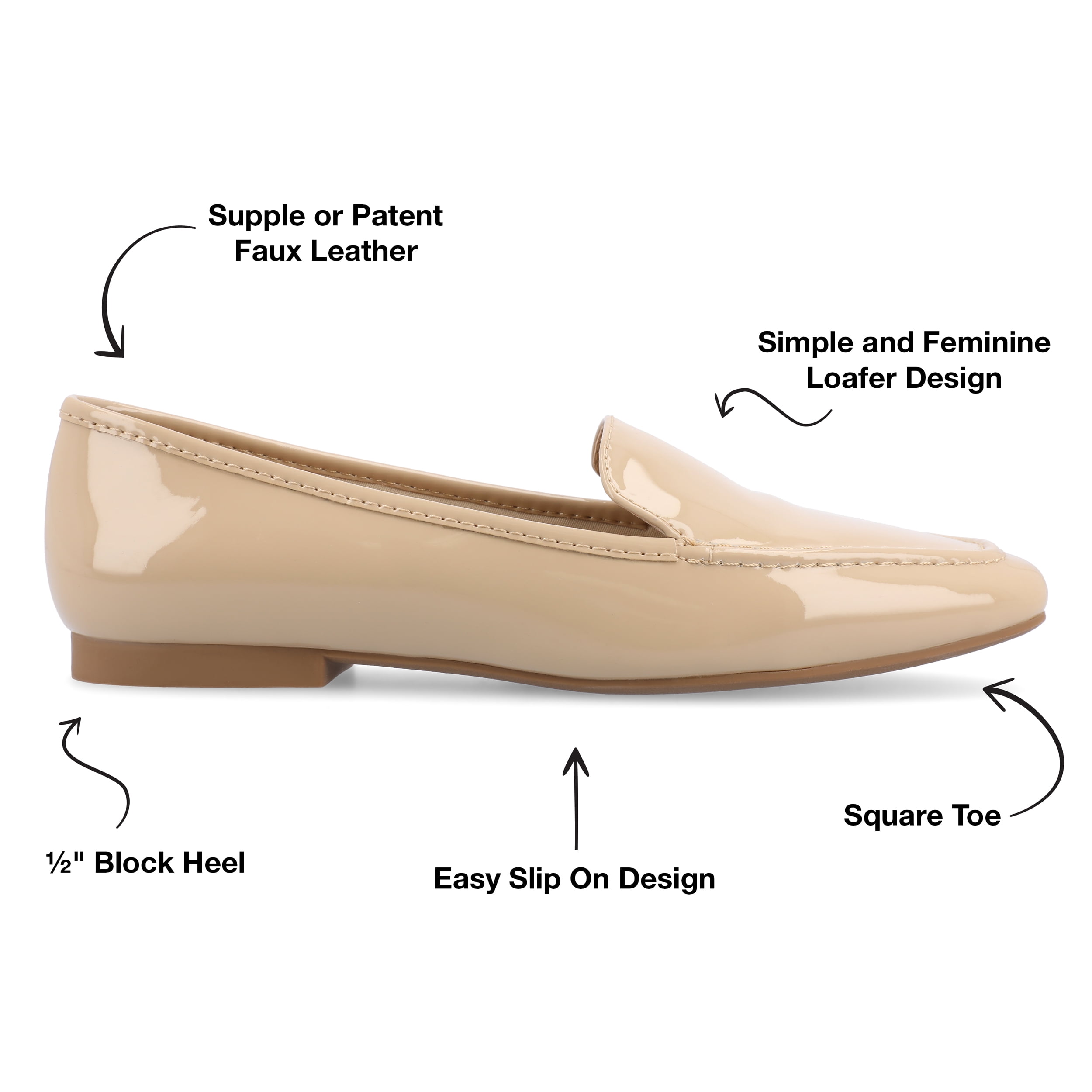 Journee Womens Tullie Slip On Square Toe Loafer Flats, Widths Available