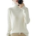 thumbnail image 3 of Suéter de cuello alto para mujer, Tops, jersey de Color sólido, Top de manga larga, suéter suave para mujer, Tops de punto, 3 of 5