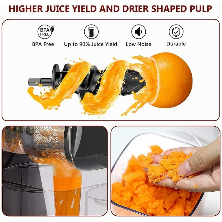 OverTwice Slow Masticating Juicer Cold Press Juice Extractor Apple Orange  Citrus Juicer Machine with Wide Chute Quiet Motor for Fruit Vegetables 