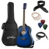 Ashthorpe Left-Handed Full-Size Dreadnought Acoustic Electric Guitar Package, Blue
