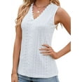 thumbnail image 2 of Women'S Trendy Tank Tops Eyelet Embroidery Sleeveless V-Neck Tank Shirts for Daily Casual White M, 2 of 6