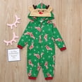 thumbnail image 5 of Disfraz de reno verde con cremallera para bebé, ropa de fiesta navideña para el hogar, sudadera con capucha, pijamas navideños a juego para adultos y toda la familia, 5 of 5