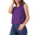 thumbnail image 4 of Tops sin mangas INSPIRE CHIC para mujeres con cuello drapeado, blusa ligera y casual morado XS, 4 of 6