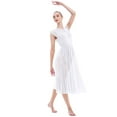 thumbnail image 6 of IBTOM CASTLE Women Lyrical Dance Dress Adult Modern Contemporary Dancewear Cap Sleeve Flowy Mesh Split Maxi Long Dress S White, 6 of 8