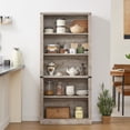 thumbnail image 4 of Buildhom 70" Tall Farmhouse Bookshelf, 5-Tier Solid Wood Bookcase with Adjustable Shelves for Living Room & Office, Grey, 4 of 8