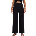 thumbnail image 2 of Baqcunre Wide Leg Pants Woman,Women's Casual Pants Solid Color High Waisted Wide Leg Pants Thin Casual Pants,Women'S Pants,Pants For Women,Womens Fashion,Womens Clothes,Black,L, 2 of 6