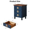 thumbnail image 6 of Vintage Farmhouse End Table With Floral Knobs - 19 Inch Rustic Nightstand With 3 Drawers For Bedside Or Sofa Accent，Antique Blue,Walnut, 6 of 8