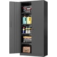 thumbnail image 3 of SOLAURA Metal Storage Office Cabinets with Locking Doors and Adjustable Shelves, 71 inch Tall Steel Storage Cabinet for Office, Home (Black), 3 of 8