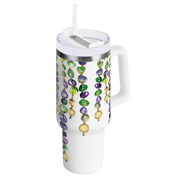 Ryvnso 40 oz Tumbler with Handle and Straw Insulated Stainless Steel Travel Mug with Lid Watercolor Stone