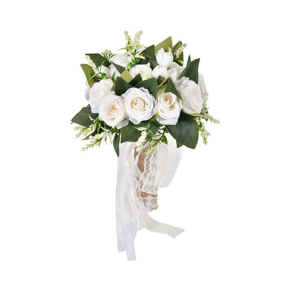 Kabuer Wedding Bouquets, Exquisite Artificial Flowers for Brides and Bridesmaids, 10 inch