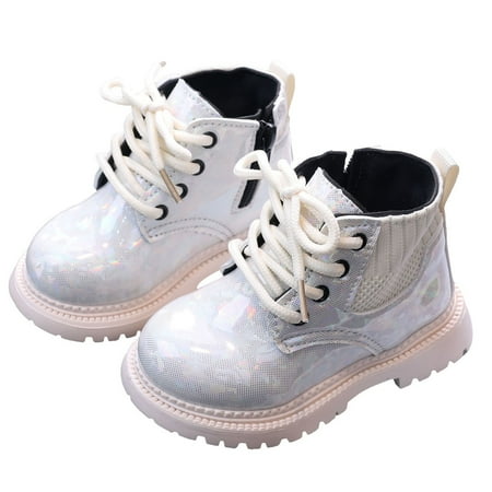 

HCNTES Toddler Little Boys Girls Lace-Up Combat Boots Side Zip Ankle Boots Outdoor Hiking Boots（Beige 7 )