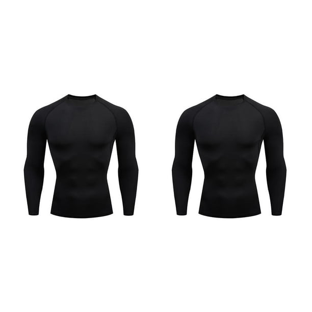 Qarigey Ropa interior térmica para hombre, medias elásticas, camisetas para correr de invierno, ropa deportiva de compresión, motocicleta, Negro, XXL 2piezas