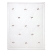Lambs & Ivy Signature Elephant Creamy White Linen Embroidered Baby Crib Quilt