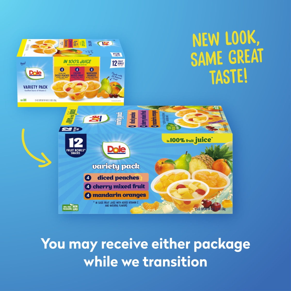 (2 pack) Dole Fruit Bowls Peaches, Mandarin Oranges, Cherry Mixed Fruit in 100% Fruit Juice, 4 oz (12 Pack)