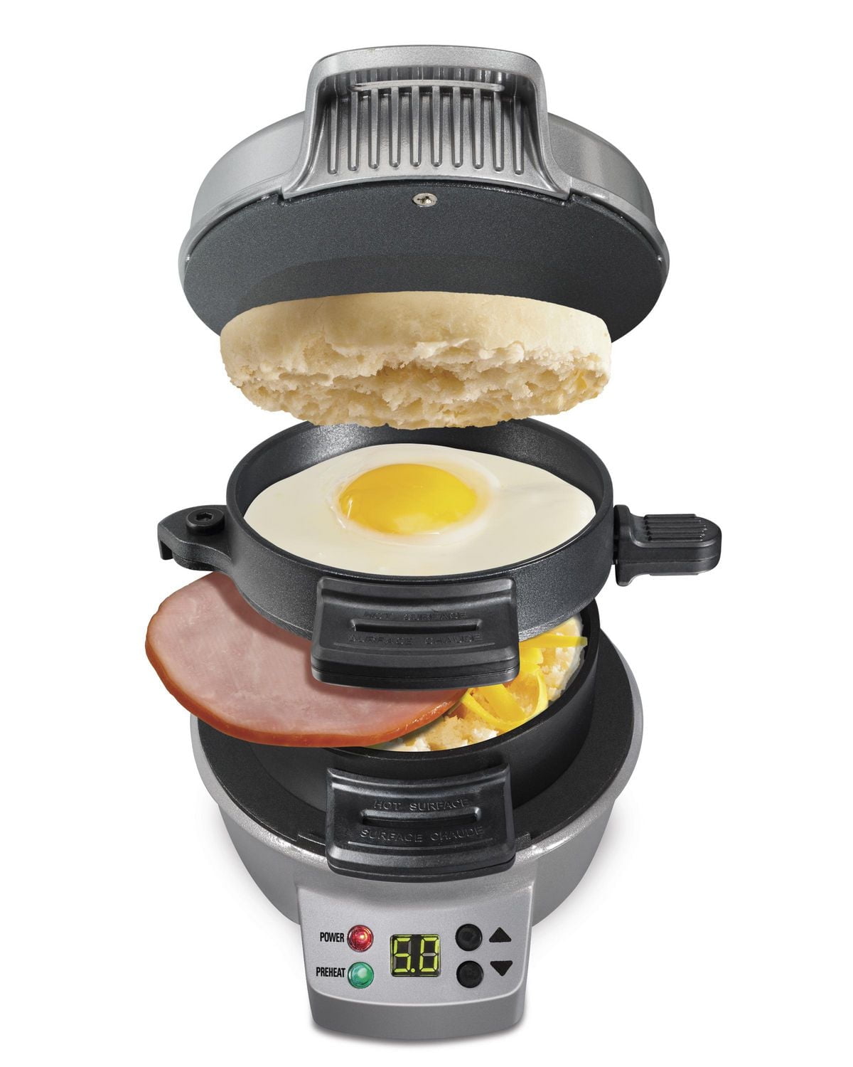 Hamilton Beach Breakfast Sandwich Maker with Timer, Electric Breakfast Sandwich Maker (25478RC)