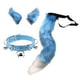 thumbnail image 2 of Conjunto de orejas y cola falsas para cosplay, tocado de cuero sintético para el cuello Azul, 2 of 9
