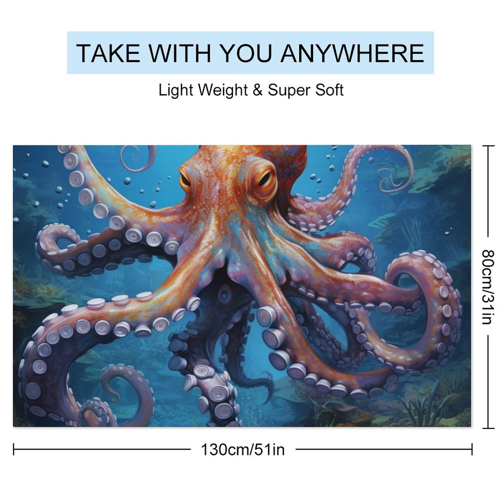 Colorful Octopus Oversized Beach Towel XL Pool Camping Swim Towels 32''x63'' Soft Blanket Accessories Must Vacation Necessities Adult