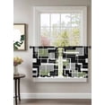 thumbnail image 2 of Sheer Curtains 45 Inch Length 2 Panels Set for Kitchen, Sage Green Black Geometric Semi Sheer Curtains for Windows, Modern Abstract Art Block Voile Window Treatments Rod Pocket Curtain, 2 of 7