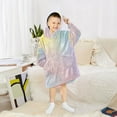thumbnail image 6 of FORMRS Wearable Blanket Hoodie with Sleeves for Kids Cozy Flannel Sweatshirt, Pink Wavy Striped, 6 of 7