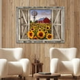 thumbnail image 4 of Sunflower Wall Art Canvas Print Rustic Wall Decor Sunflower Field Red Barn And Windmill Painting Framed Modern Artwork for Living Room Bedroom Bathroom Office Home Decor 12x16 In, 4 of 6