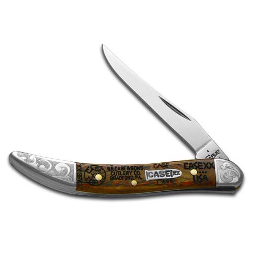 Case xx Tang Stamps Curly Oak Wood Scrolled Toothpick Stainless Pocket Knife Knives Walmart