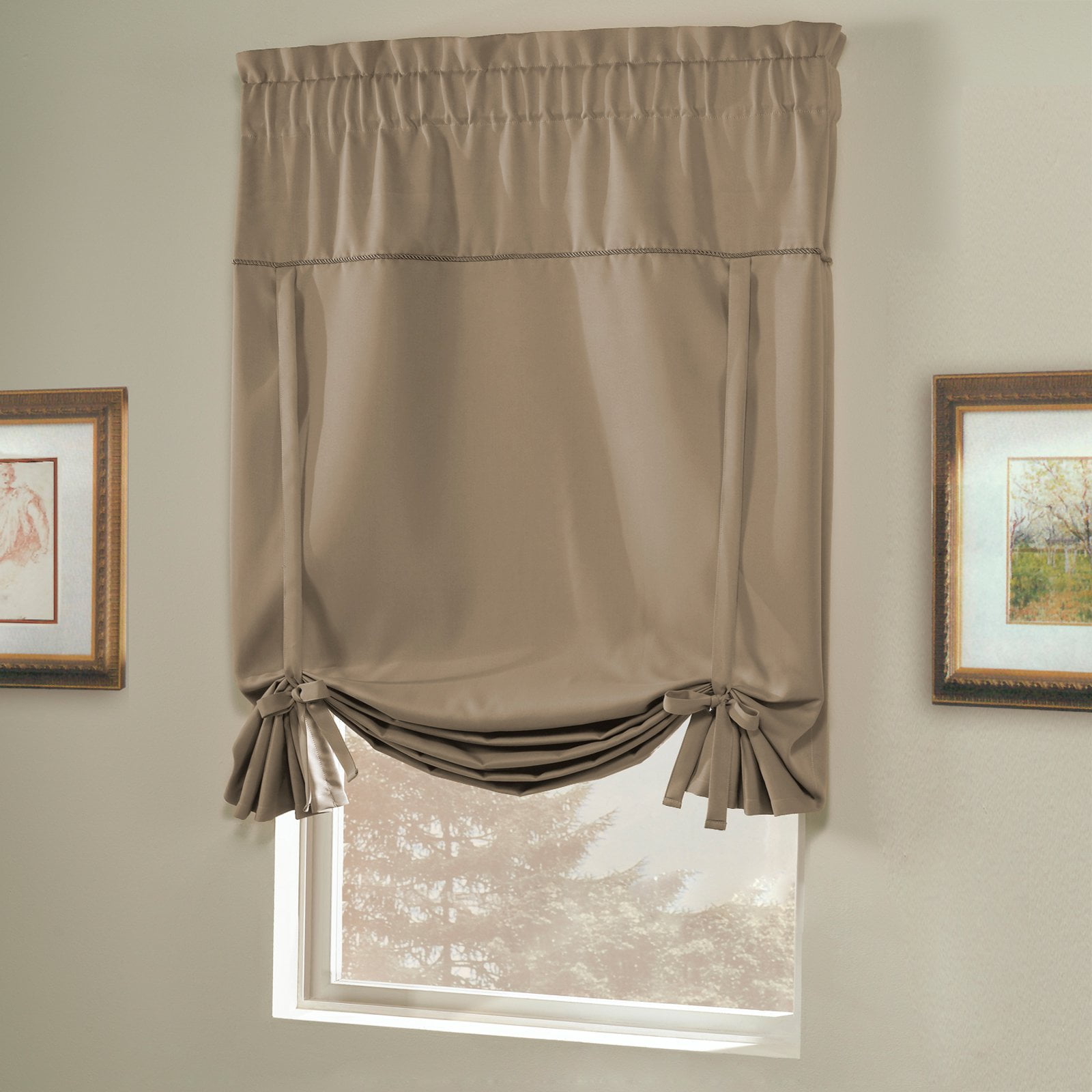 Blackstone 40" X 63" Window Curtain Tie Up Shade Taupe