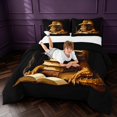 thumbnail image 3 of Manfei Golden Dragon Animals King Size Comforter Sets,Vintage Book Comforters King Size,Black Orange,Black Reversible,3 Pieces,1 Comforter and 2 Pillowcases, 3 of 7