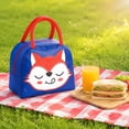 thumbnail image 4 of Lunch Bag, Large Capacity Cartoon Insulated Thermal Cooler Handheld Bento Box for Women Work Office Picnic Travel Outdoor Lightweight Reusable Food Container 9.06x5.12x7.48in Blue, 4 of 5