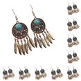 thumbnail image 1 of Jumpingount 1 par de pendientes atrapasueños bohemios con flecos borla hojas gotas para las orejas Día de San Valentín accesorio de moda Oro 10Conjunto, 1 of 6