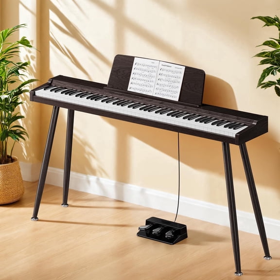AODSK Digital Piano 88 Key, 128 Polyphony, Triple Pedal, 2x25W Stereo Speakers, with Keyboard Stand