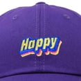 thumbnail image 2 of DALIX Colorful Happy Hat Mens Womens Embroidered Baseball Cap in Purple, 2 of 6