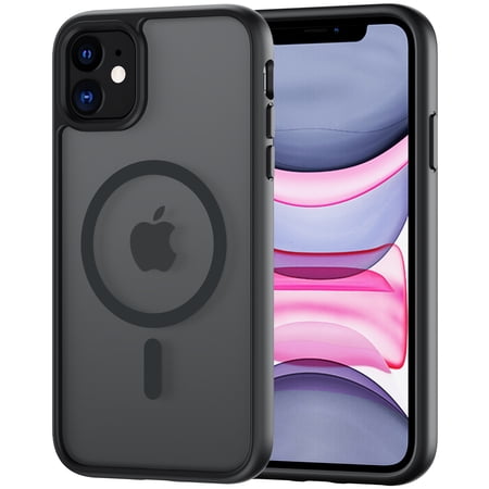 for iPhone 11 Case for iPhone XR Case Compatible with MagSafe, Translucent Matte Shockproof Phone Case Cover - Black