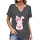 thumbnail image 1 of Corto para las Mujeres Casual Verano 2025 Pascua Impresión V-Cuello Camiseta, Ligero 95% Poliéster 5% Spandex Top para Toda la Temporada Hogar Y Diario, 1 of 7