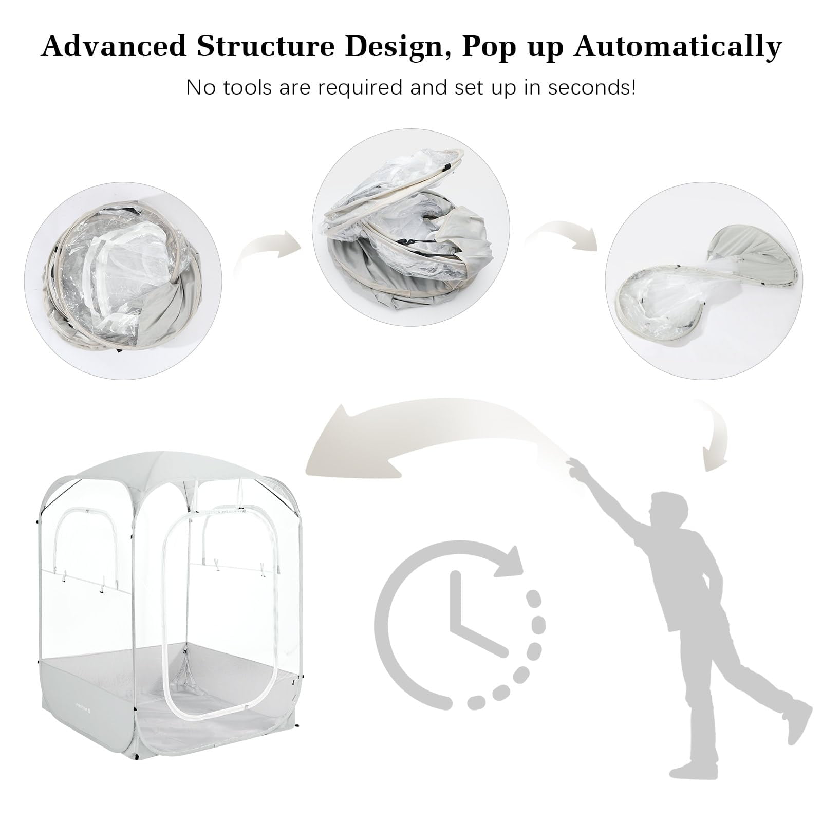 Raynesys Sports Tent, Instant Pop Up Bubble Tent Fits 3-4 Persons for Outside Fishing Camping Sports Events, Ultra Visibility, No Condensation,All Weather
