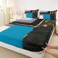 thumbnail image 3 of jejeloiu Graffiti Geometric Square Twin Sheet Sets,Blue White Black Bedding For Adults 3 Pieces, 3 of 7